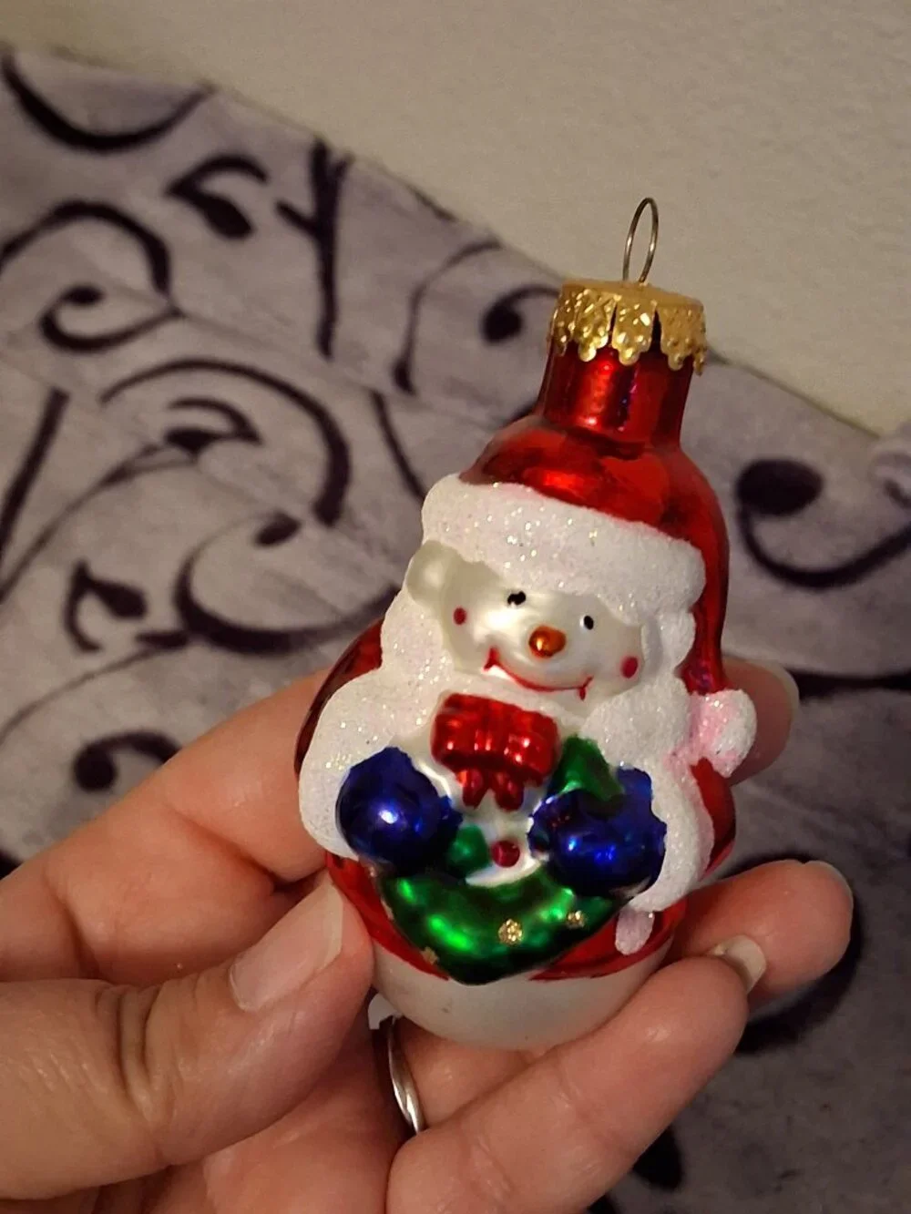 Vintage Blown Glass Santa Claus Snowman Nutcracker Hanging Christmas Ornaments